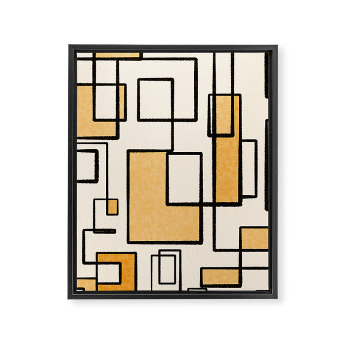 Piet Composition in Light Orange - Mid-Century Modern Minimalist Geometric Abstract Framed Canvas Print Gallery Image 1