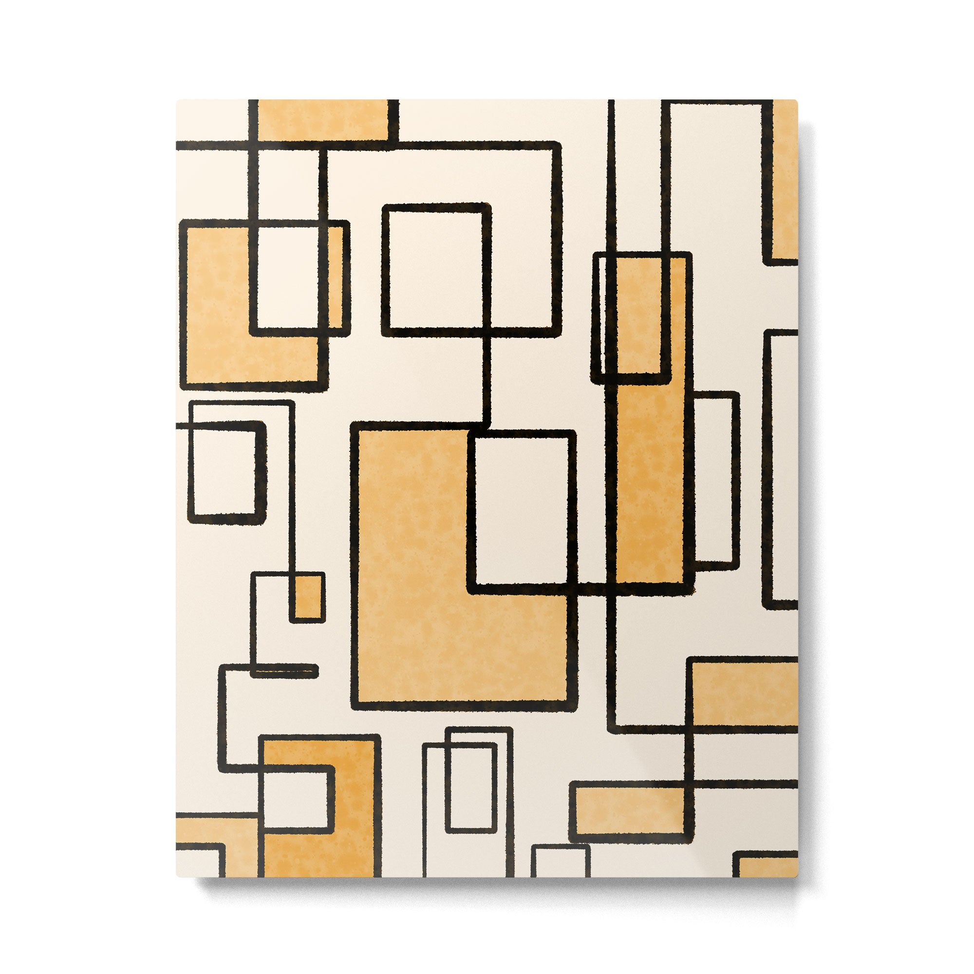 Piet Composition in Light Orange - Mid-Century Modern Minimalist Geometric Abstract Metal Print Gallery Image 4