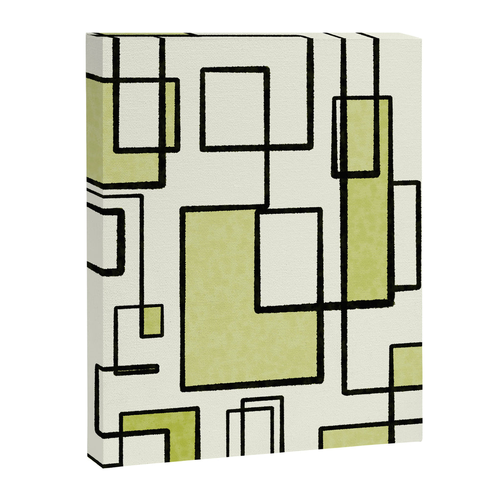 Piet Composition in Retro Avocado Sage Light Green Mid-Century Modern Minimalist Geometric Abstract Canvas Print Gallery Image 6
