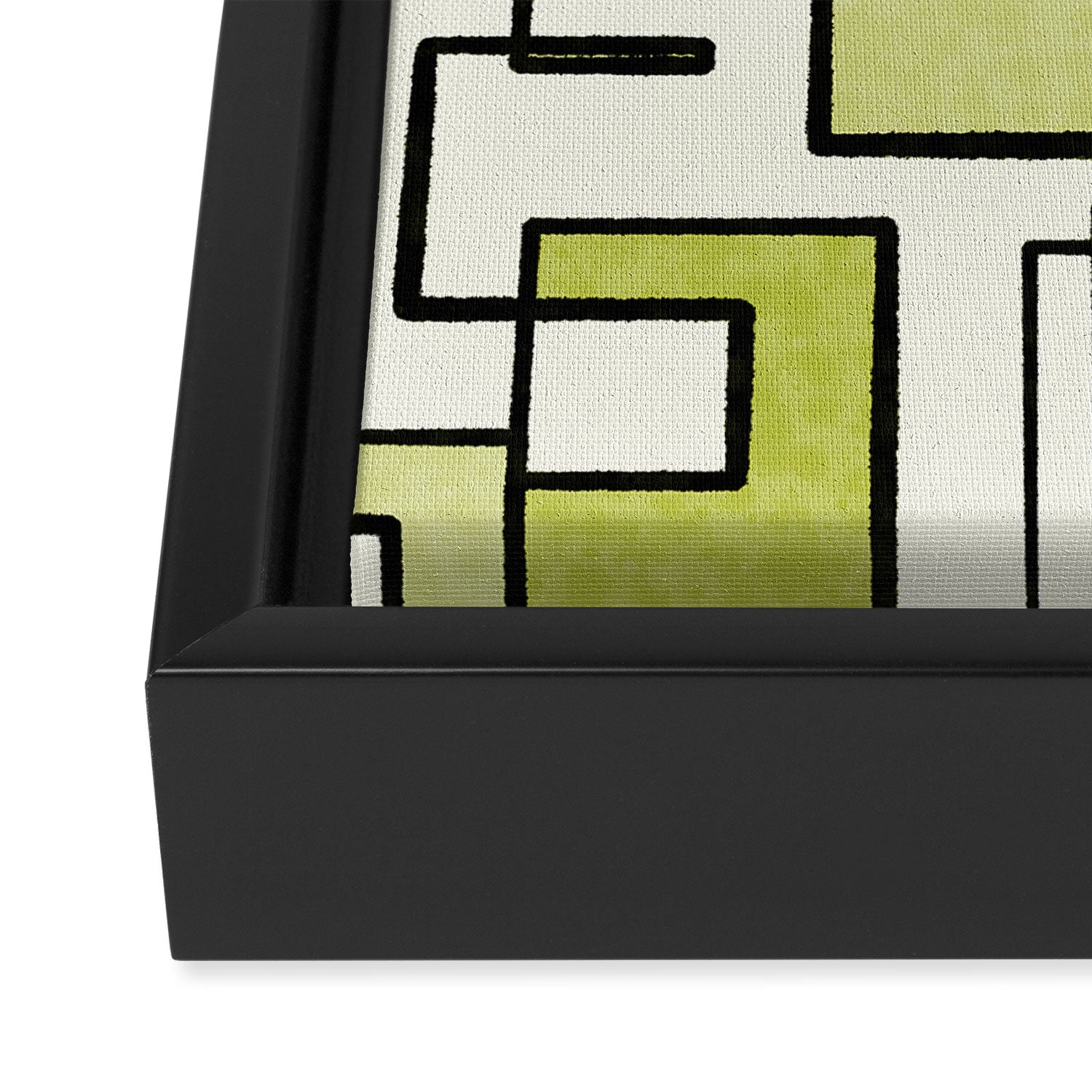 Piet Composition in Retro Avocado Sage Light Green Mid-Century Modern Minimalist Geometric Abstract Framed Canvas Print Gallery Image 3