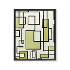 Piet Composition in Retro Avocado Sage Light Green Mid-Century Modern Minimalist Geometric Abstract Framed Canvas Print Gallery Image 6