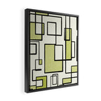 Piet Composition in Retro Avocado Sage Light Green Mid-Century Modern Minimalist Geometric Abstract Framed Canvas Print Gallery Image 2