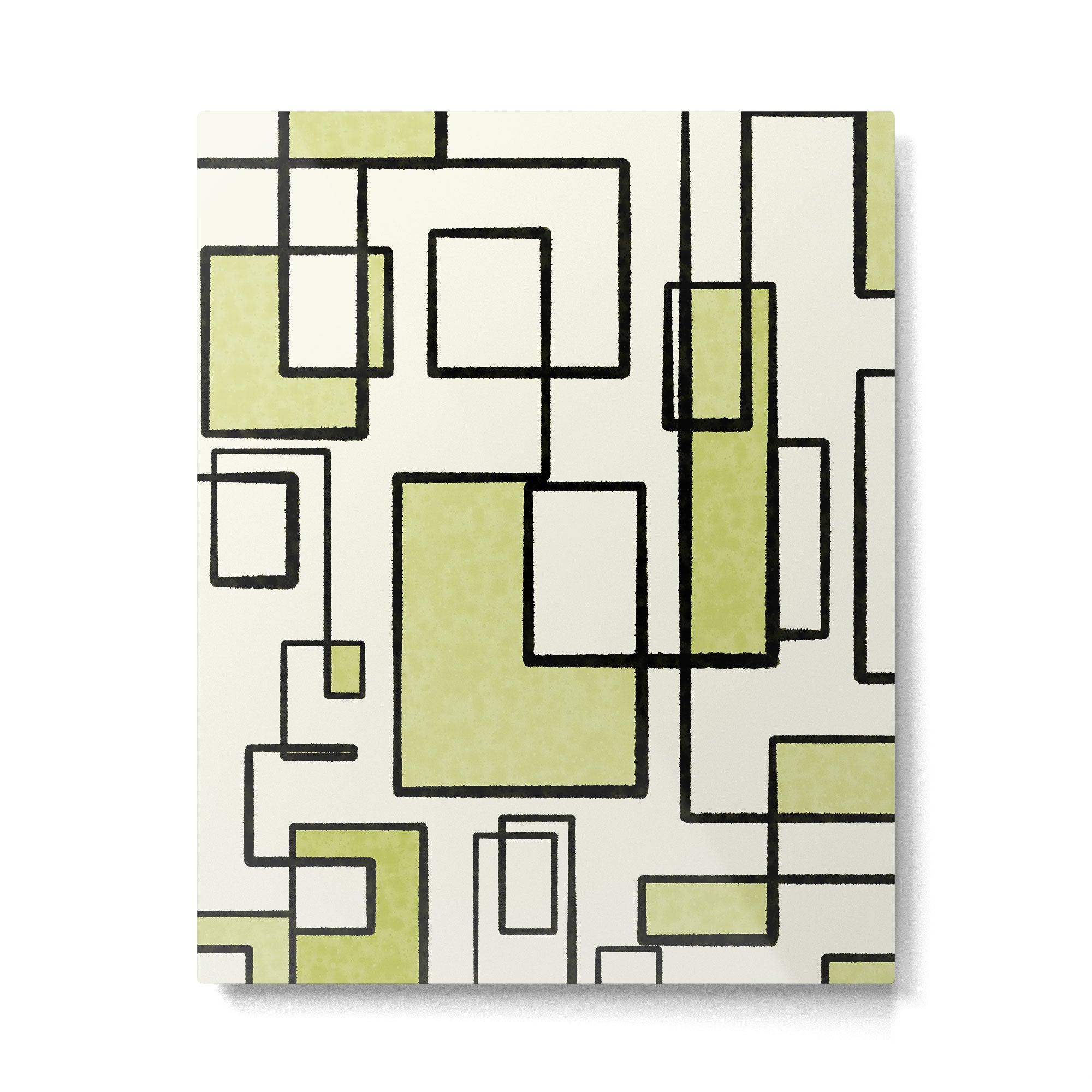 Piet Composition in Retro Avocado Sage Light Green Mid-Century Modern Minimalist Geometric Abstract Metal Print Gallery Image 4