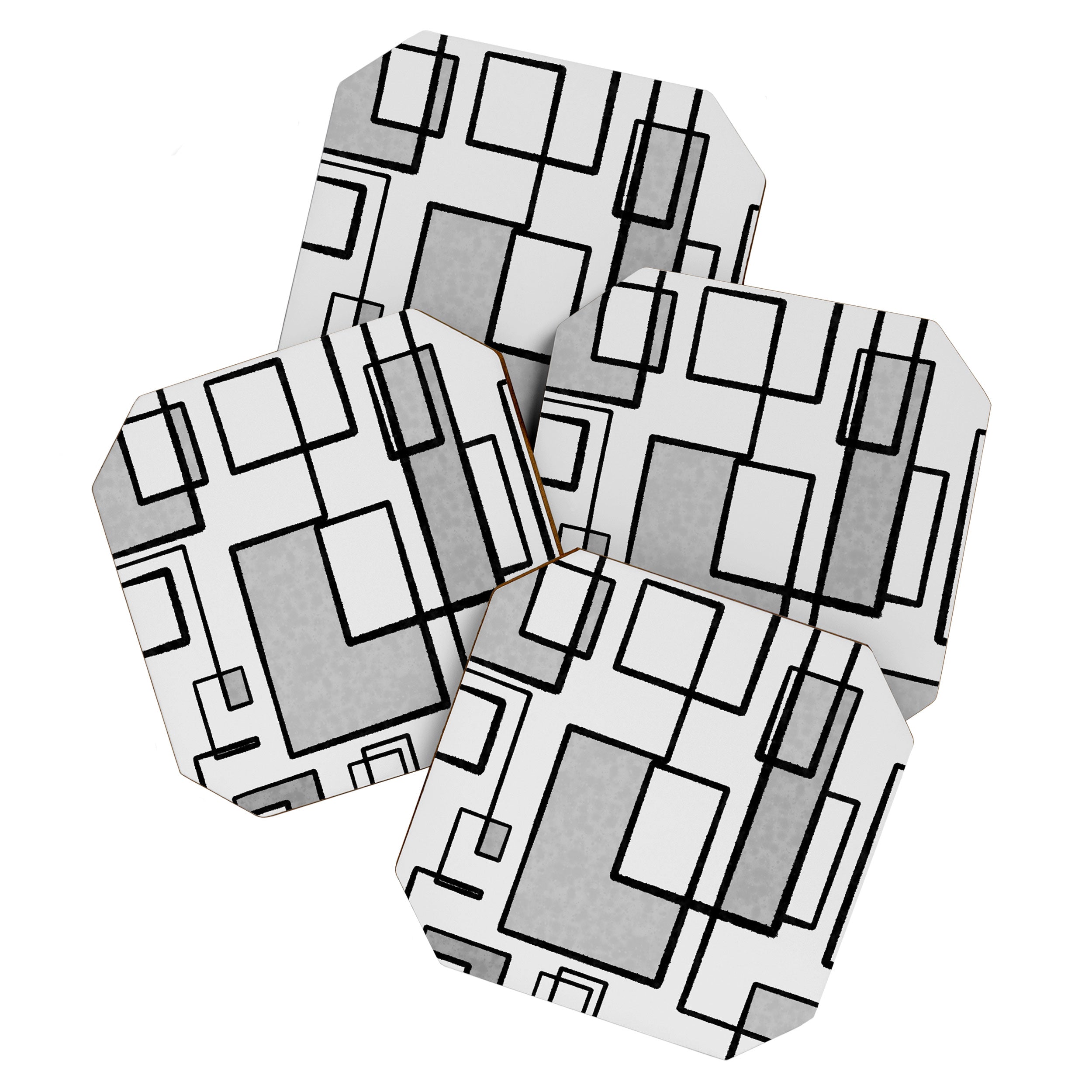 Piet Composition - Mid-Century Modern Minimalist Geometric Abstract in Gray Coaster Gallery Image 1