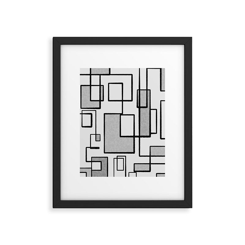 Piet Composition - Mid-Century Modern Minimalist Geometric Abstract in Gray Framed Art Print Gallery Image 5