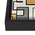 Piet Composition - Mid-Century Modern Minimalist Geometric Abstract in Muted Mustard Gold Gray Cream Framed Canvas Print Gallery Image 3