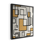 Piet Composition - Mid-Century Modern Minimalist Geometric Abstract in Muted Mustard Gold Gray Cream Framed Canvas Print Gallery Image 2