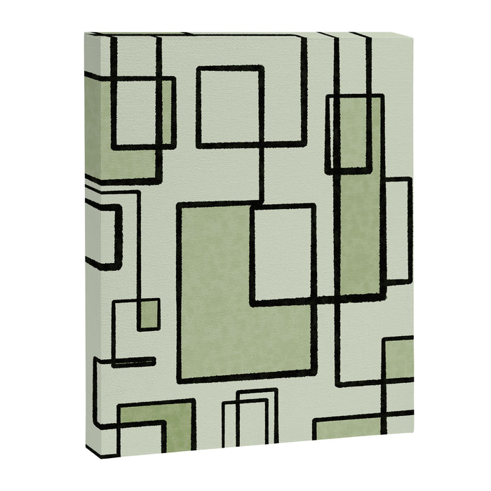 Piet Composition  Sage Green - Mid-Century Modern Minimalist Geometric Abstract  Canvas Print Gallery Image 1