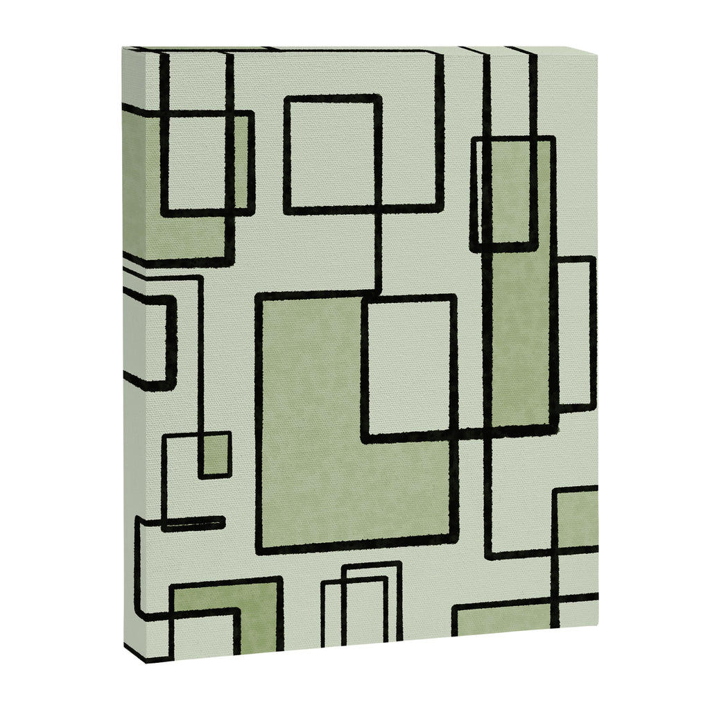 Piet Composition  Sage Green - Mid-Century Modern Minimalist Geometric Abstract  Canvas Print Gallery Image 6