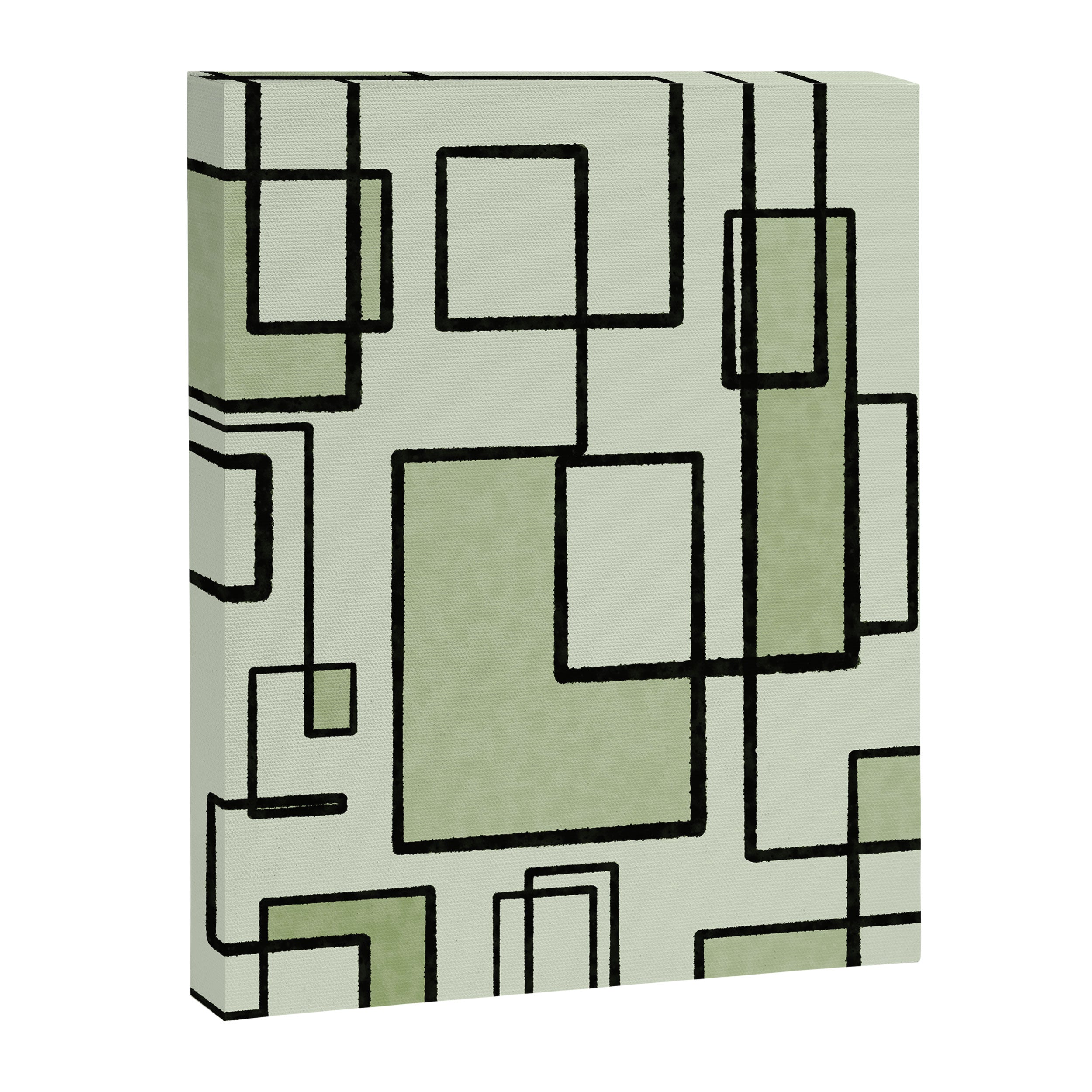 Piet Composition  Sage Green - Mid-Century Modern Minimalist Geometric Abstract  Canvas Print Gallery Image 6