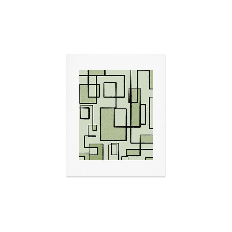 Piet Composition  Sage Green - Mid-Century Modern Minimalist Geometric Abstract  Art Print Gallery Image 1