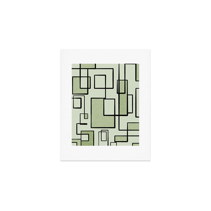 Piet Composition  Sage Green - Mid-Century Modern Minimalist Geometric Abstract  Art Print Gallery Image 1