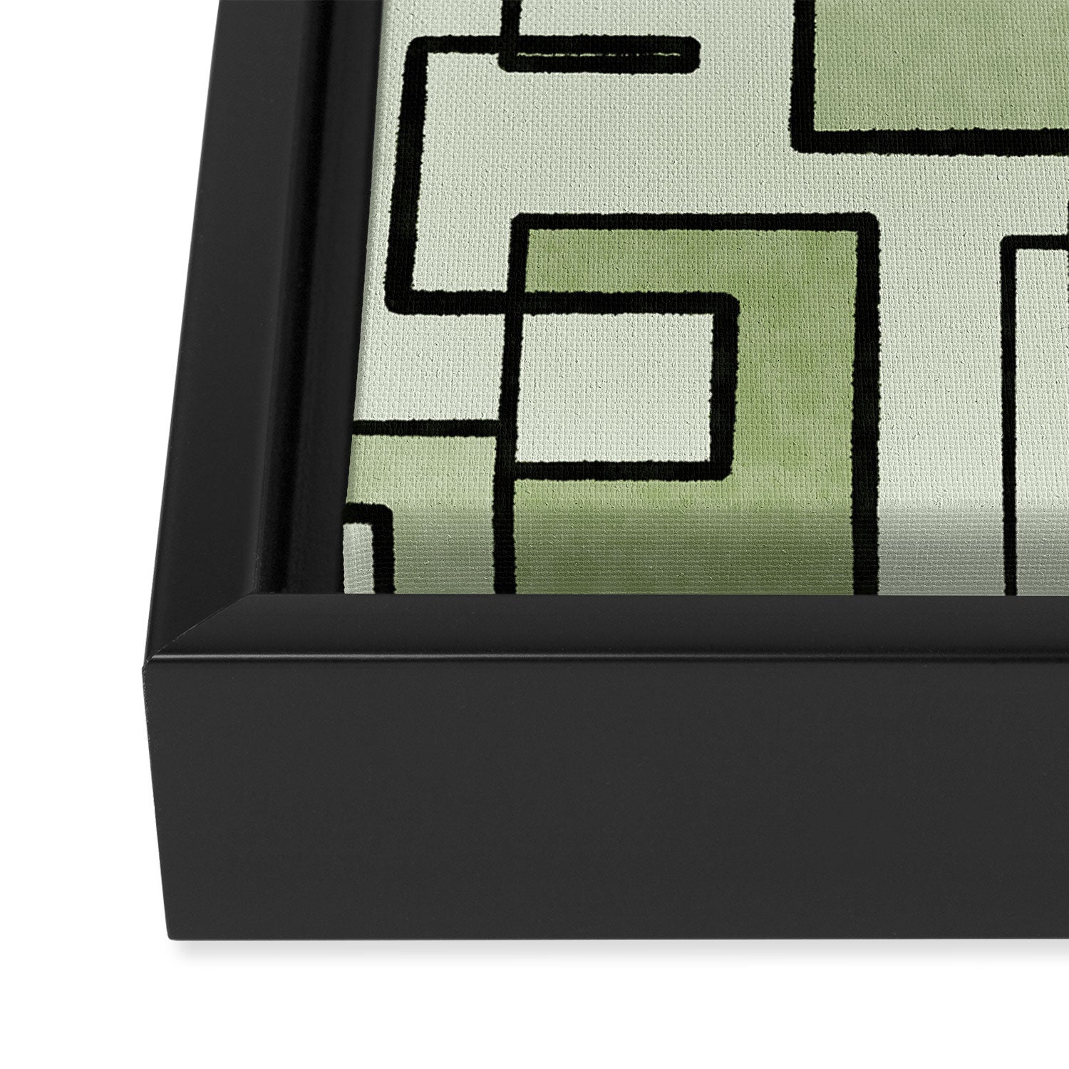 Piet Composition  Sage Green - Mid-Century Modern Minimalist Geometric Abstract  Framed Canvas Print Gallery Image 3