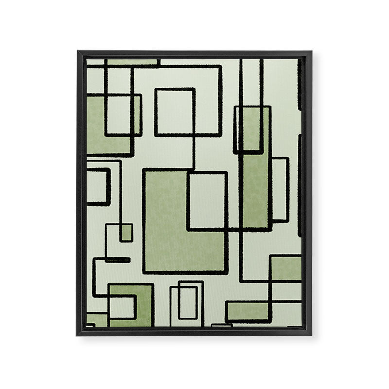 Piet Composition  Sage Green - Mid-Century Modern Minimalist Geometric Abstract  Framed Canvas Print Gallery Image 6