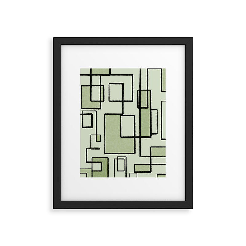 Piet Composition  Sage Green - Mid-Century Modern Minimalist Geometric Abstract  Framed Art Print Gallery Image 4