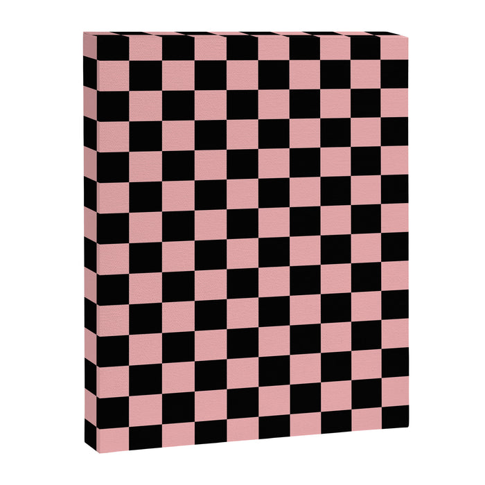 Pink and Black Checkered Checkerboard Check Pattern Canvas Print Gallery Image 1