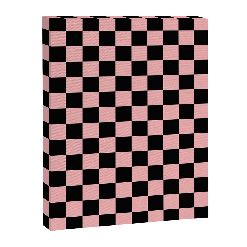 Pink and Black Checkered Checkerboard Check Pattern Canvas Print Gallery Image 8