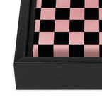 Pink and Black Checkered Checkerboard Check Pattern Framed Canvas Print Gallery Image 3
