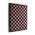 Pink and Black Checkered Checkerboard Check Pattern Framed Canvas Print Gallery Image 2