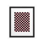 Pink and Black Checkered Checkerboard Check Pattern Framed Art Print Gallery Image 6