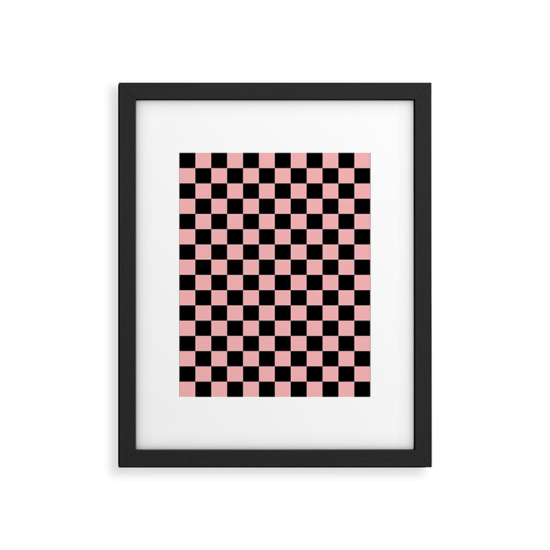 Pink and Black Checkered Checkerboard Check Pattern Framed Art Print Gallery Image 6