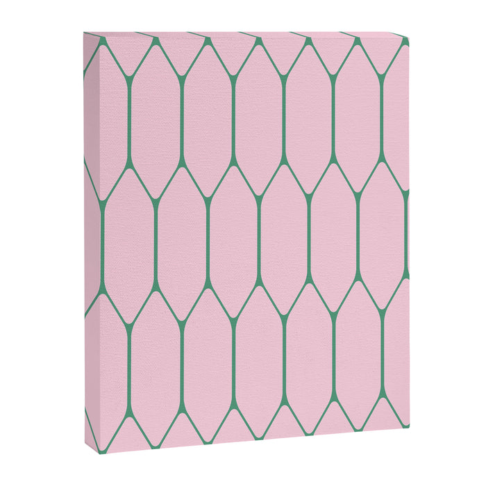 Pink and Green Long Honeycomb Minimalist Geometric Pattern Canvas Print Gallery Image 1