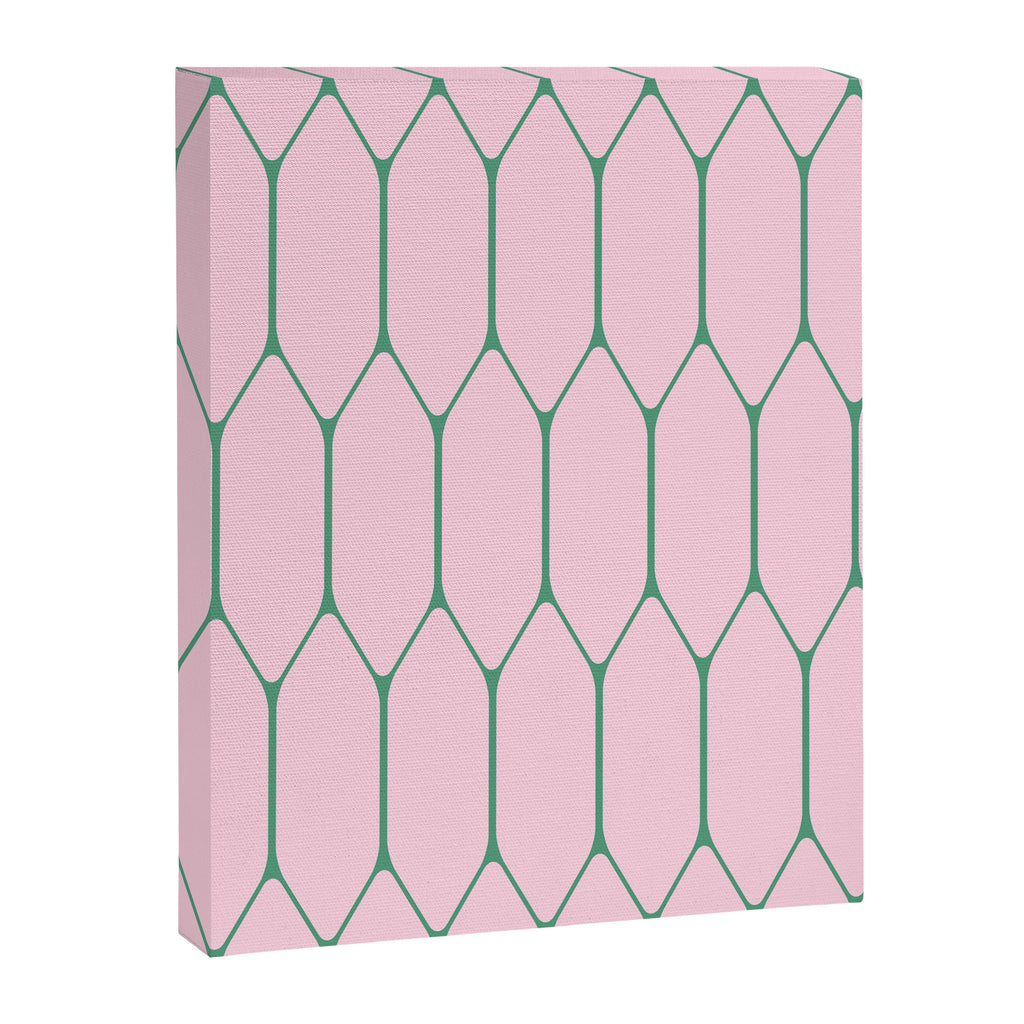 Pink and Green Long Honeycomb Minimalist Geometric Pattern Canvas Print Gallery Image 8