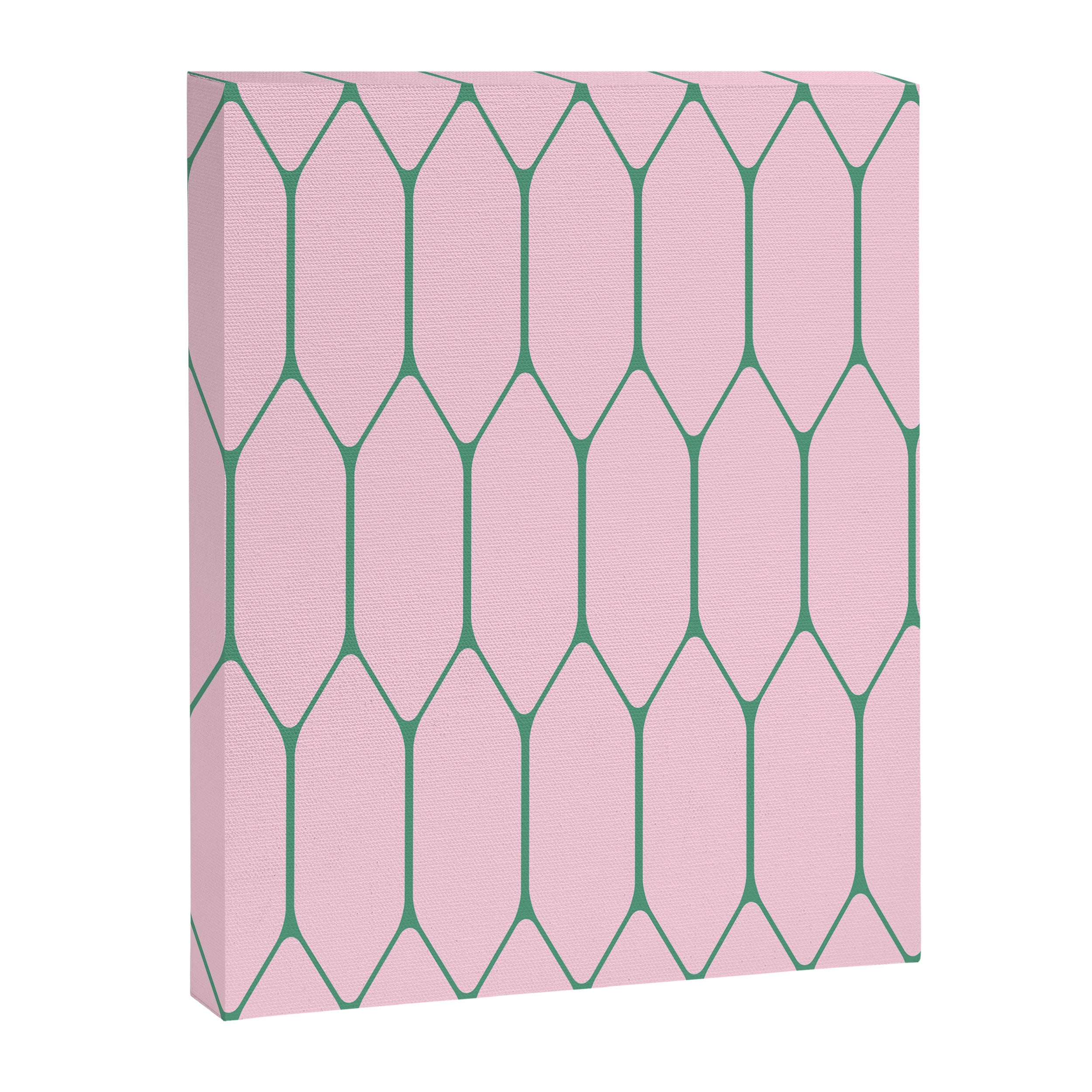 Pink and Green Long Honeycomb Minimalist Geometric Pattern Canvas Print Gallery Image 8