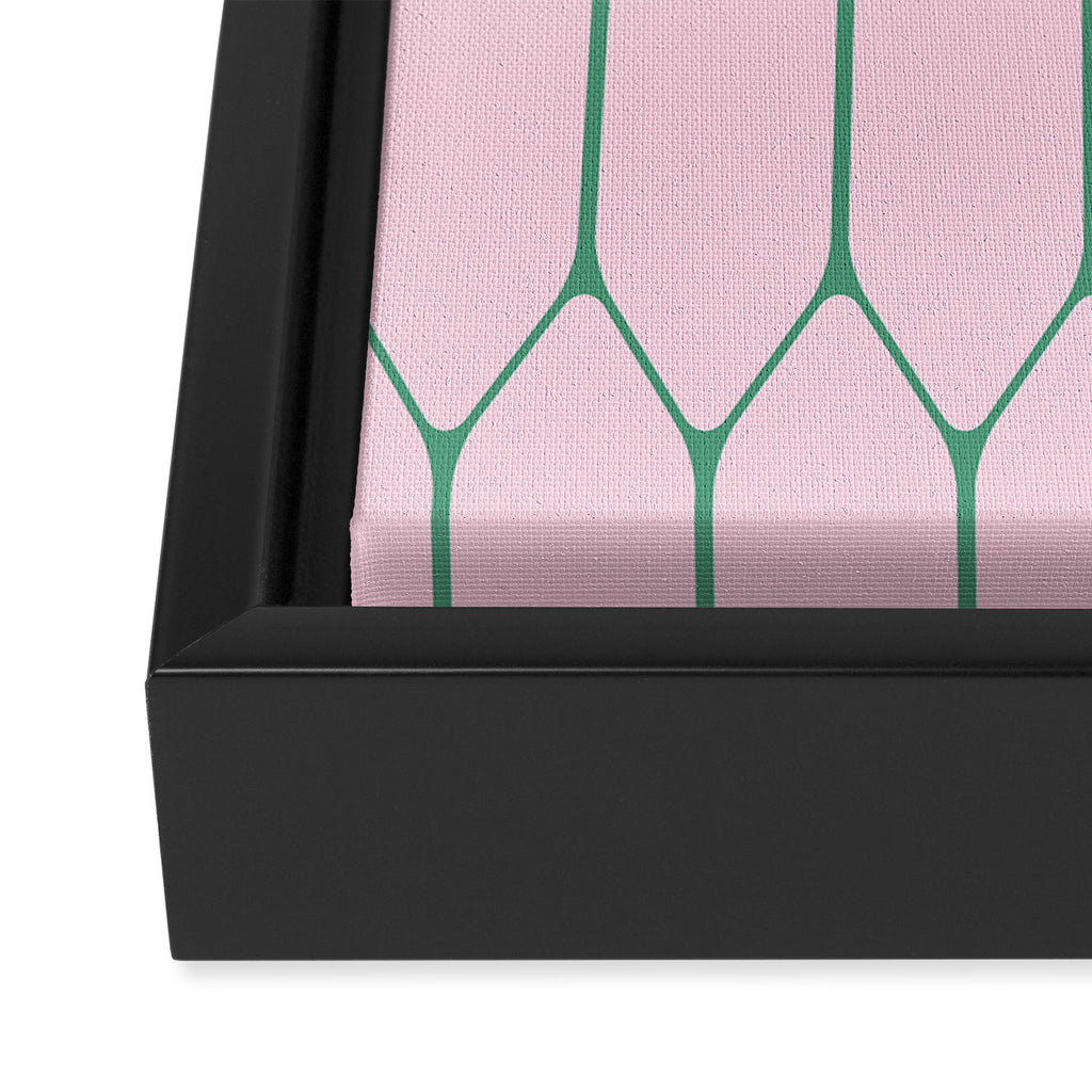 Pink and Green Long Honeycomb Minimalist Geometric Pattern Framed Canvas Print Gallery Image 3