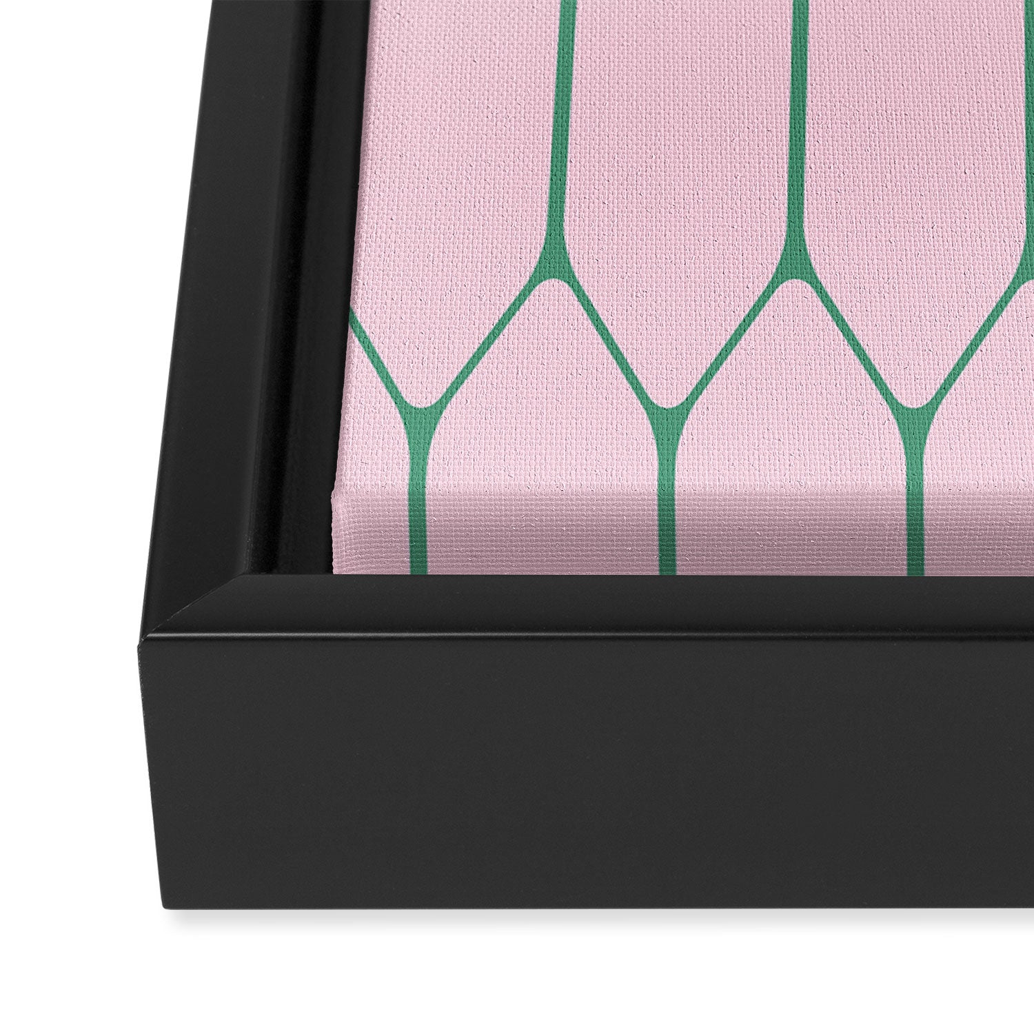 Pink and Green Long Honeycomb Minimalist Geometric Pattern Framed Canvas Print Gallery Image 3