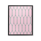 Pink and Green Long Honeycomb Minimalist Geometric Pattern Framed Canvas Print Gallery Image 8