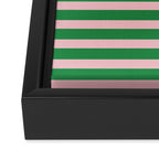 Pink and Green Narrow Stripe Pattern Framed Canvas Print Gallery Image 3