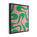 Pink and Green Soft Curves Retro Modern Abstract Pattern Framed Canvas Print Gallery Image 2