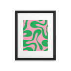 Pink and Green Soft Curves Retro Modern Abstract Pattern Framed Art Print Gallery Image 6
