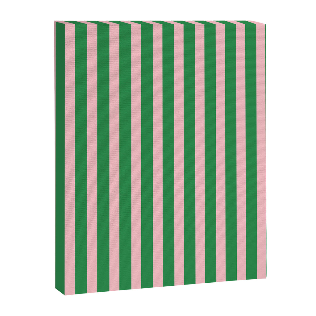 Pink and Green Stripes Narrow Vertical Stripe Pattern Canvas Print Gallery Image 8
