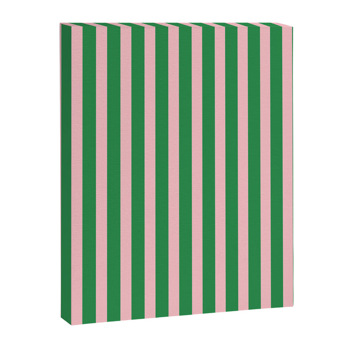 Pink and Green Stripes Narrow Vertical Stripe Pattern Canvas Print Gallery Image 1