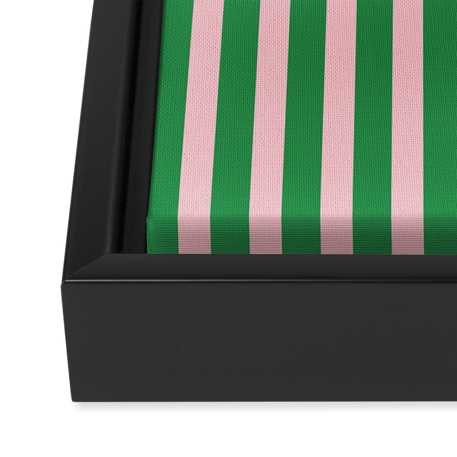 Pink and Green Stripes Narrow Vertical Stripe Pattern Framed Canvas Print Gallery Image 3