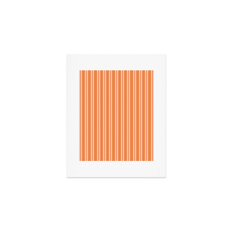 Pink and Orange Classic Double Stripe Vertical Pattern Art Print Gallery Image 1