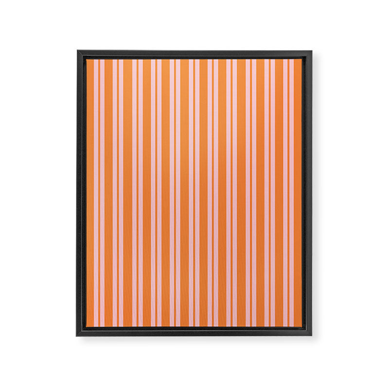 Pink and Orange Classic Double Stripe Vertical Pattern Framed Canvas Print Gallery Image 8
