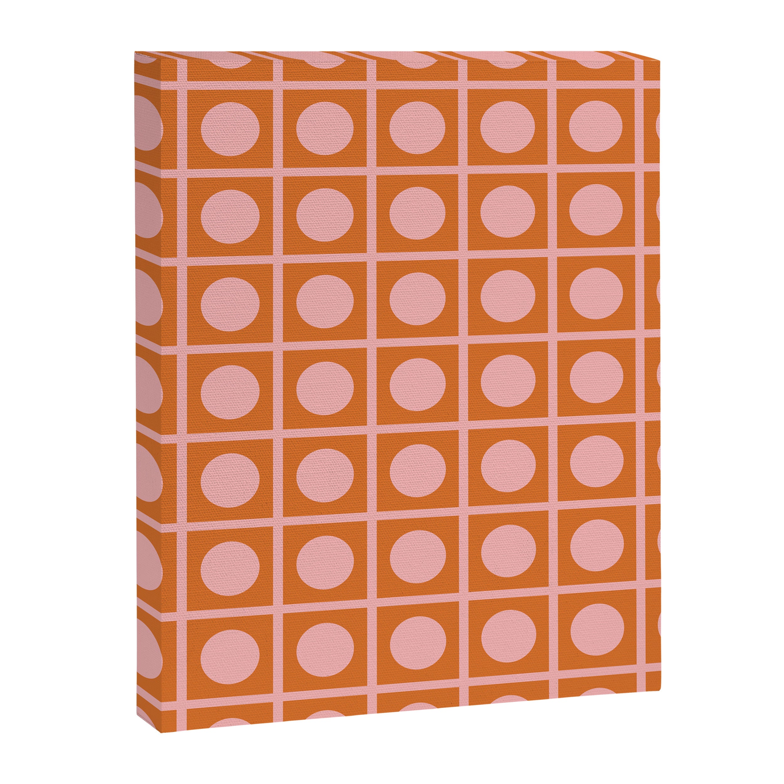 Pink and Orange Dot Grid Retro Modern Pop Pattern Canvas Print Gallery Image 8
