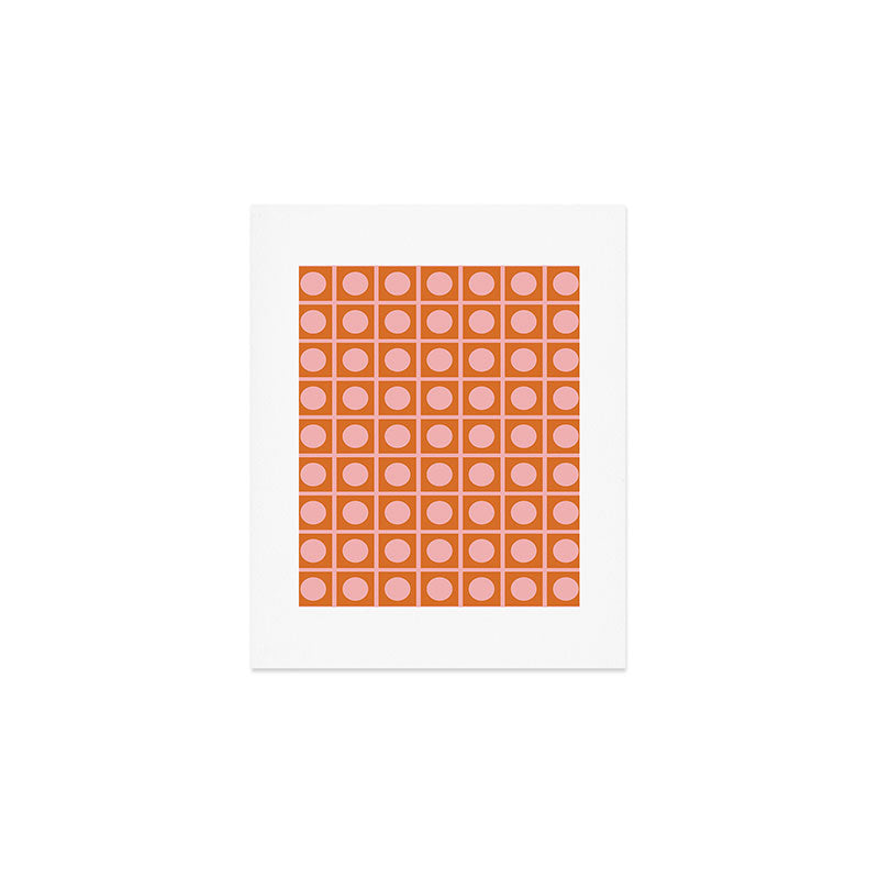 Pink and Orange Dot Grid Retro Modern Pop Pattern Art Print Gallery Image 1