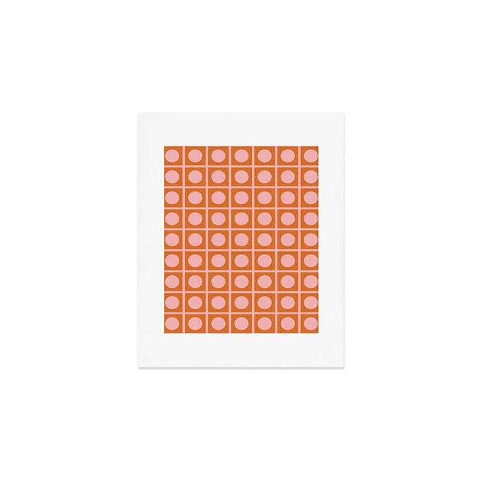 Pink and Orange Dot Grid Retro Modern Pop Pattern Art Print Gallery Image 1