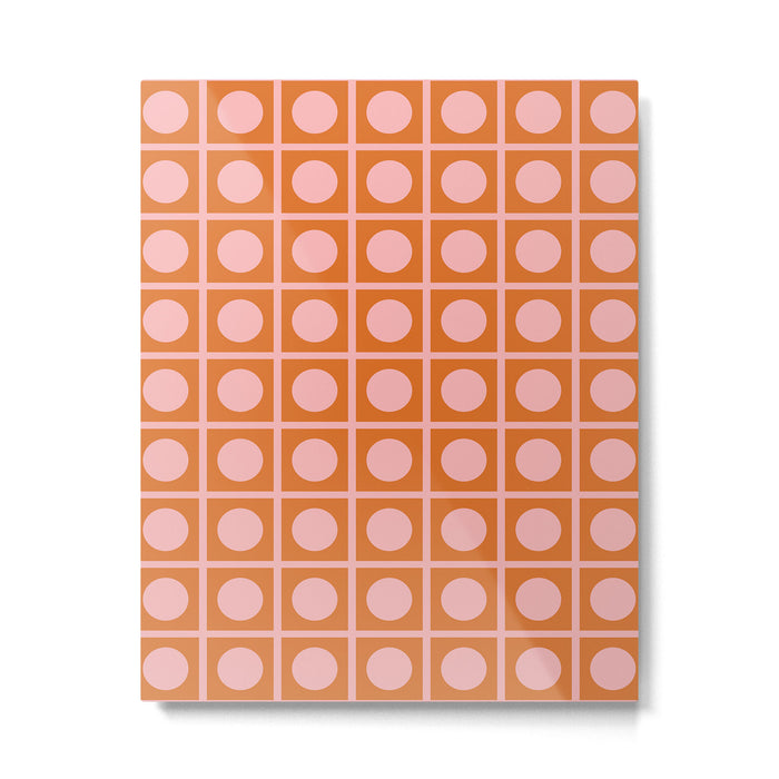 Pink and Orange Dot Grid Retro Modern Pop Pattern Metal Print Gallery Image 1