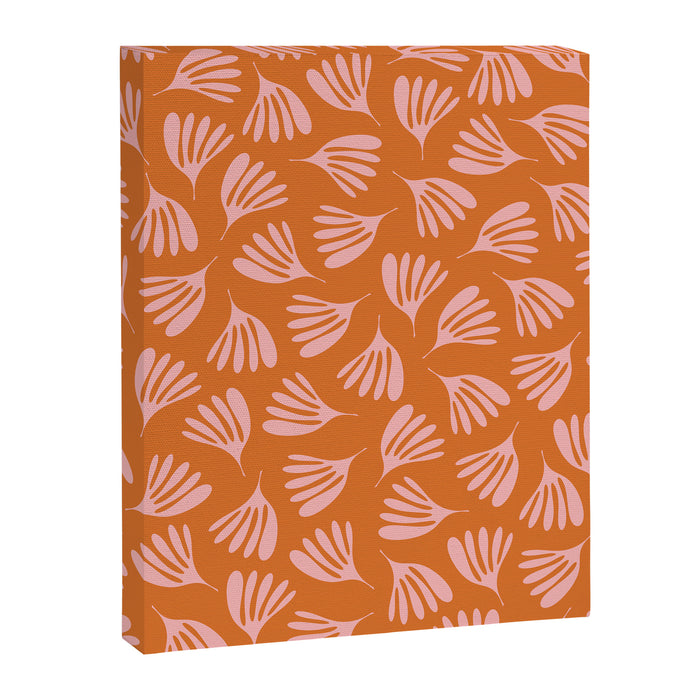 Pink and Orange Wispy Leaves Contemporary Abstract Pattern Canvas Print Gallery Image 1