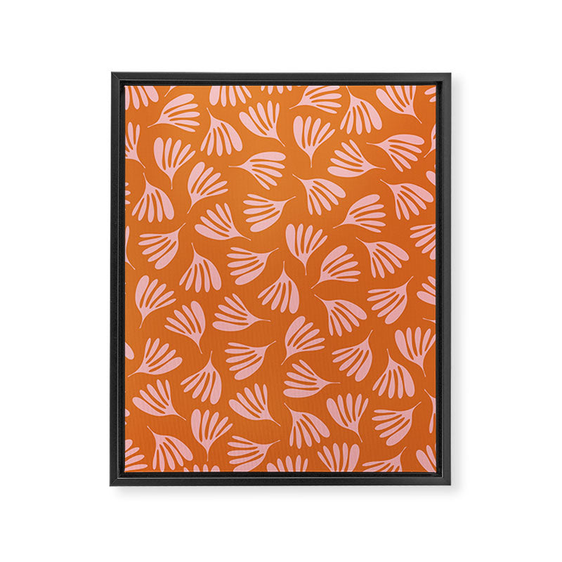 Pink and Orange Wispy Leaves Contemporary Abstract Pattern Framed Canvas Print Gallery Image 6
