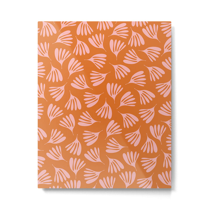 Pink and Orange Wispy Leaves Contemporary Abstract Pattern Metal Print Gallery Image 1