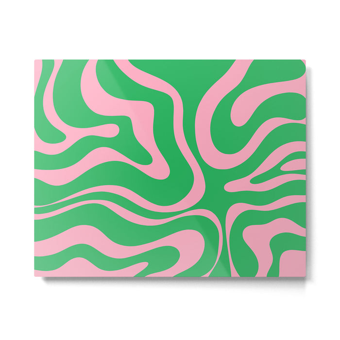 Pink and Spring Green Modern Liquid Swirl Abstract Pattern Metal Print Gallery Image 1