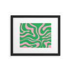 Pink and Spring Green Modern Liquid Swirl Abstract Pattern Framed Art Print Gallery Image 6