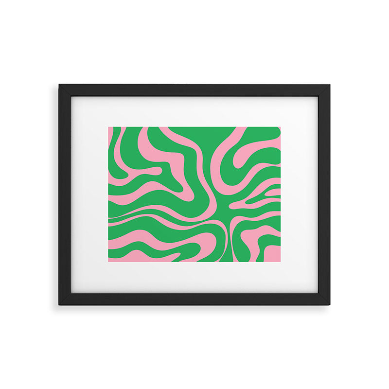 Pink and Spring Green Modern Liquid Swirl Abstract Pattern Framed Art Print Gallery Image 6