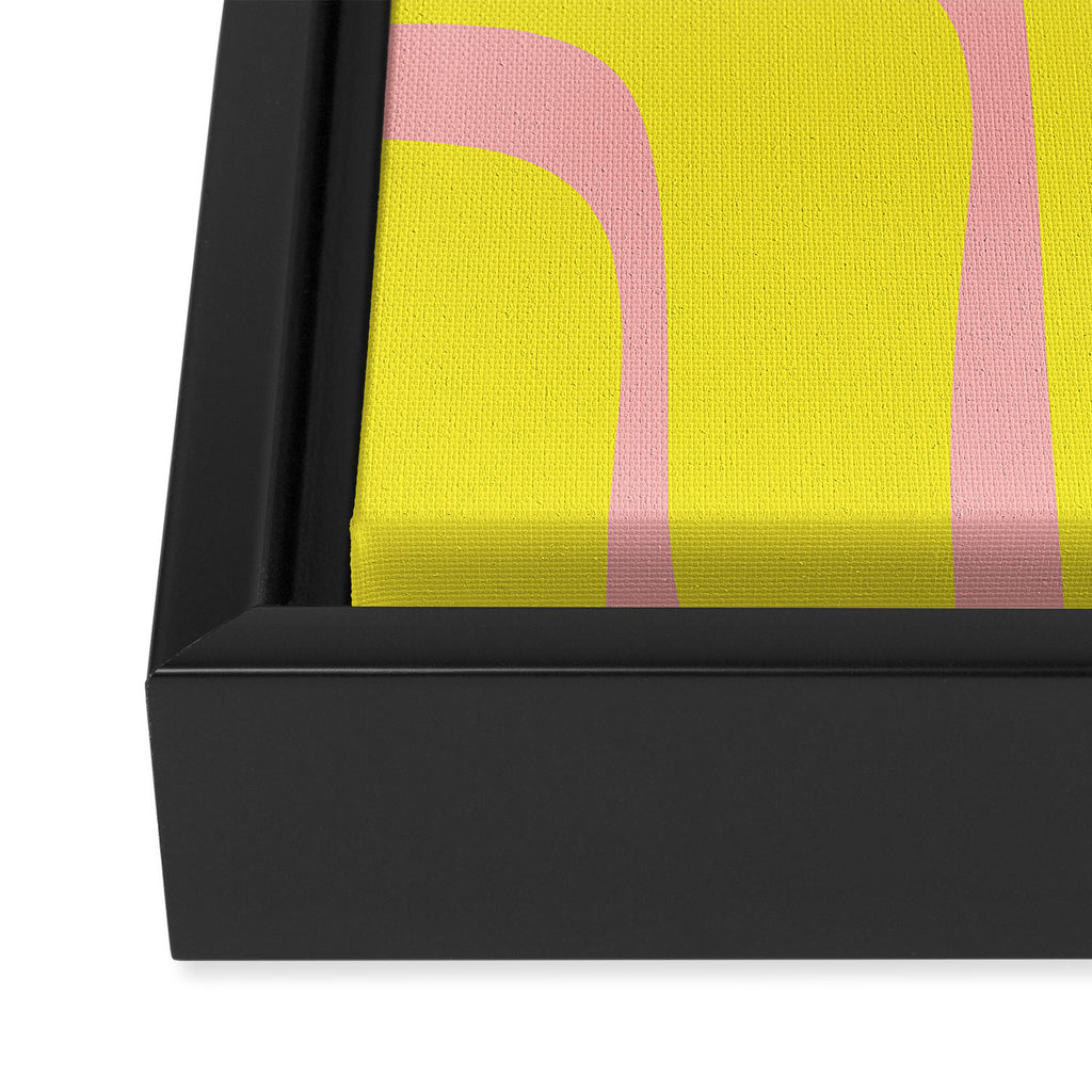 Pink and Yellow Abstract Mid Century Modern Palm Springs Pattern Framed Canvas Print Gallery Image 3